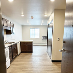 Broadway Circle apartment kitchen area